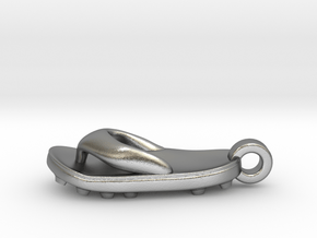 Soccer / football flipflop pendant in Natural Silver