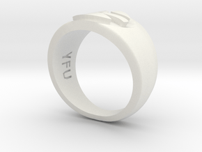YFU Simple Logo Ring in White Natural Versatile Plastic