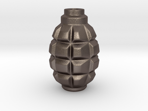 F1 (F-1) Grenade Mini Vase in Polished Bronzed Silver Steel