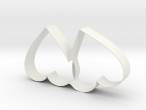 Cookie Cutter - Two Hearts Valentine Design in White Natural Versatile Plastic