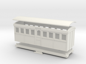 HOn30 20 foot Bogie Tramway Carriage (A) in White Natural Versatile Plastic