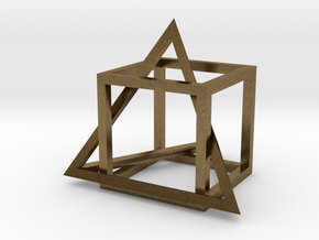Tetrahedron in captivity of cube in Natural Bronze