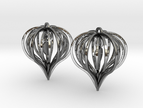 Earrings Heart In Heart - 2 Pcs in Fine Detail Polished Silver