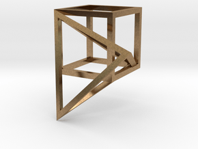 Tetrahedron built into the diagonal of a cube in Natural Brass