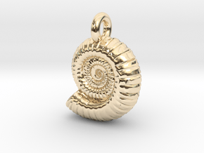 Ammonite Earing/Pendant  in 14K Yellow Gold