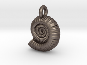 Ammonite Earing/Pendant  in Polished Bronzed Silver Steel
