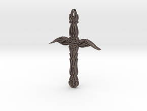 Tribal Cross in Polished Bronzed Silver Steel
