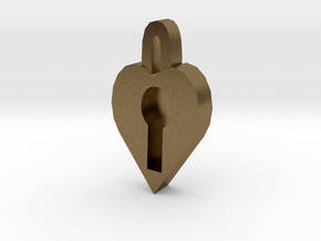 lock heart pendant more printable in Natural Bronze