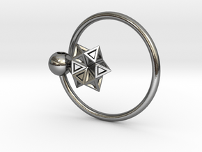 Keyring with Star of David in Polished Silver