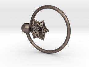 Keyring with Star of David in Polished Bronzed Silver Steel