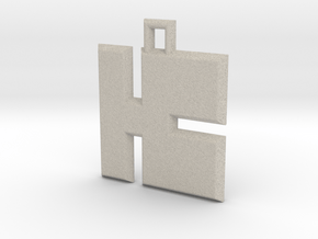 ABC Pendant - K Type - Solid - 24x24x3 mm in Natural Sandstone