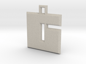 ABC Pendant - 6 Type - Solid - 24x24x3 mm in Natural Sandstone