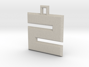 ABC Pendant - Z/2 Type - Solid - 24x24x3 mm in Natural Sandstone