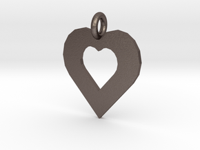 heart pendants in Polished Bronzed Silver Steel