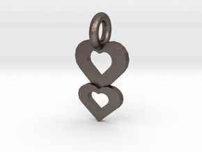 hearts in Polished Bronzed Silver Steel
