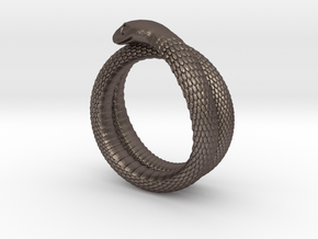 Snake Ring (various sizes) in Polished Bronzed Silver Steel
