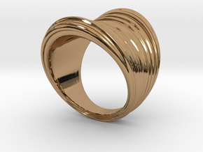 Stretch Texture Wide Ring  in Polished Brass