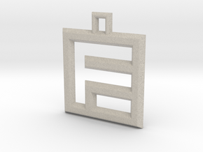 ABC Pendant - F Type - Wire - 24x24x3 mm in Natural Sandstone