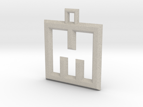 ABC Pendant - M Type - Wire - 24x24x3 mm in Natural Sandstone