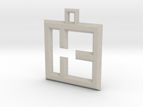 ABC Pendant - K Type - Wire - 24x24x3 mm in Natural Sandstone