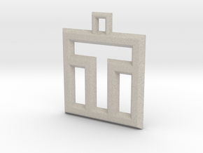 ABC Pendant - T Type - Wire - 24x24x3 mm in Natural Sandstone