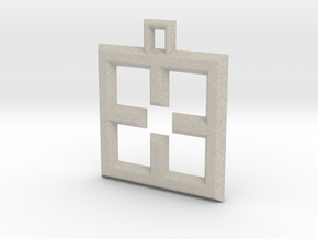 ABC Pendant - X Type - Wire - 24x24x3 mm in Natural Sandstone
