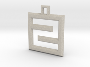 ABC Pendant - Z/2 Type - Wire - 24x24x3 mm in Natural Sandstone