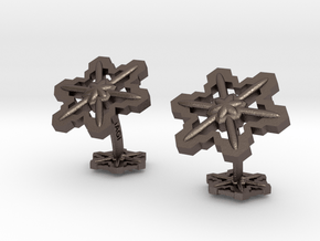 Snowflakes3Cufflinks in Polished Bronzed Silver Steel