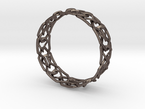  Dilly Design Interlaced Pattern Bangle in Polished Bronzed Silver Steel
