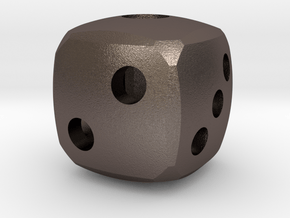 Rounded dice in Polished Bronzed Silver Steel