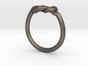 Infinity Knot-sz16 in Polished Bronzed Silver Steel