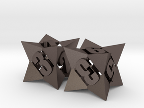 Octetric d6 dice pair in Polished Bronzed Silver Steel