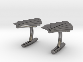 Art Deco Palm Cufflinks in Polished Nickel Steel