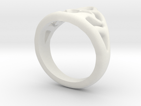 Semi Long Ring "Anna-Mai" in White Natural Versatile Plastic