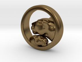Lioness and Cub Pendant in Natural Bronze