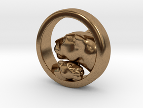 Lioness and Cub Pendant in Natural Brass