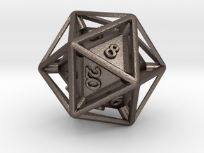 D20 Cased in Polished Bronzed Silver Steel