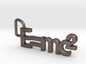 E = mc2 keyring in Polished Bronzed Silver Steel