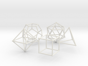 Plato Polyhedra radius 1 in White Natural Versatile Plastic