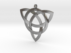 Large Celtic Knot Pendant (Inverted Triquetra) in Natural Silver