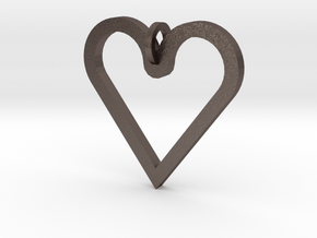 Pendant 'Heart' in Polished Bronzed Silver Steel