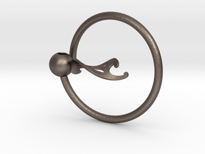 Keyring with Twisted French Curve in Polished Bronzed Silver Steel