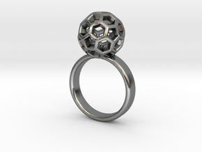 Soccer Ball Ring in Polished Silver