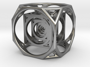 3D Cube paperweight  in Natural Silver