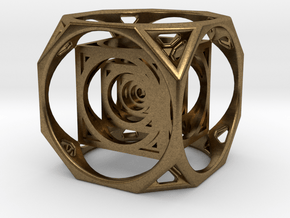 3D Cube paperweight  in Natural Bronze