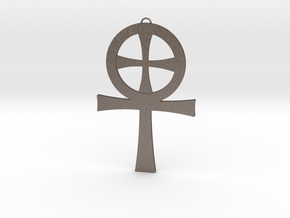 Large Gnostic Cross Pendant : Pectoral Cross in Polished Bronzed Silver Steel