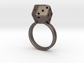 Rhombic Die Ring in Polished Bronzed Silver Steel