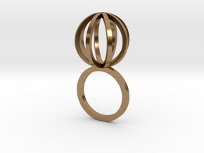 Ring With Sphere - size 9 in Natural Brass