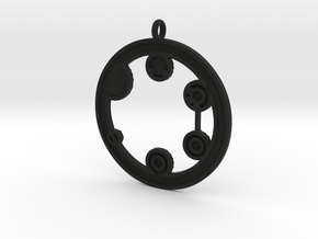 Circular Gallifreyan Pendant - 35mm in Black Natural Versatile Plastic