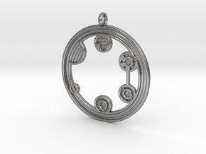 Circular Gallifreyan Pendant - 35mm in Natural Silver